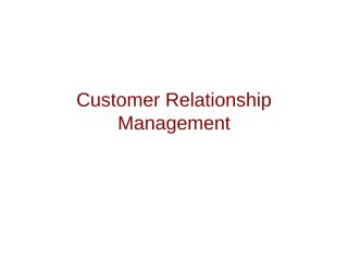 Customer Relationship Management mca.ppt